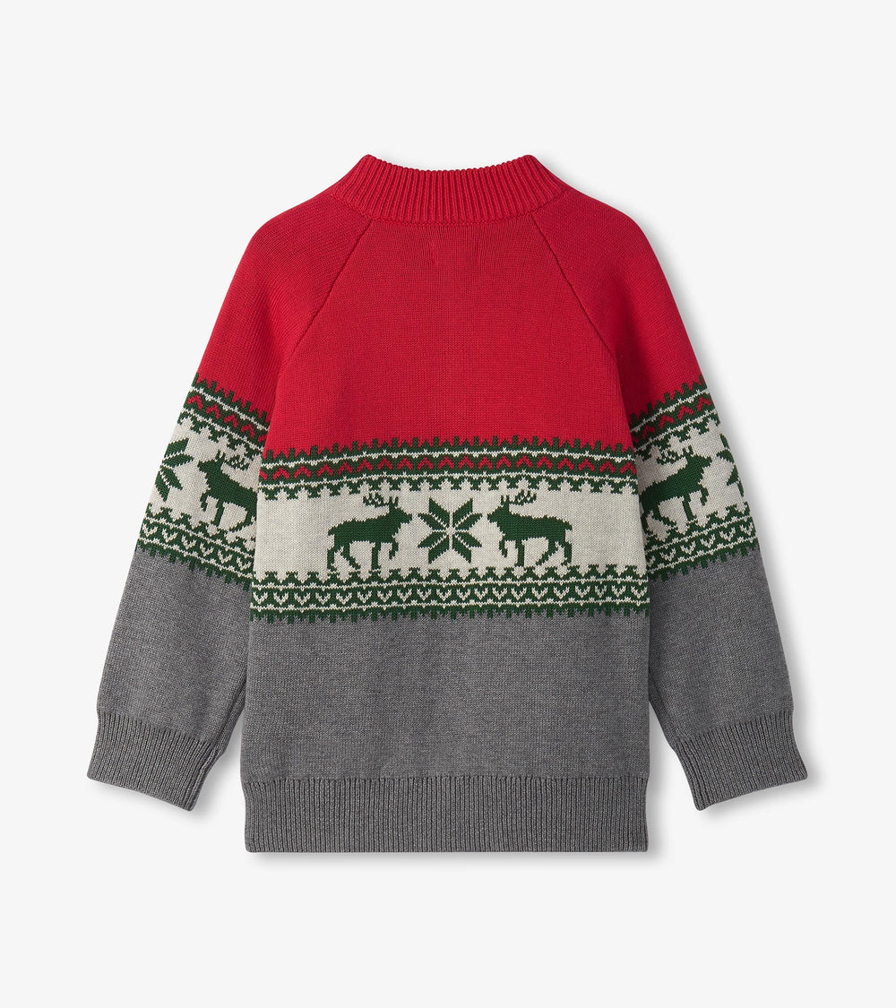 Boys Holiday Elk Mockneck Sweater