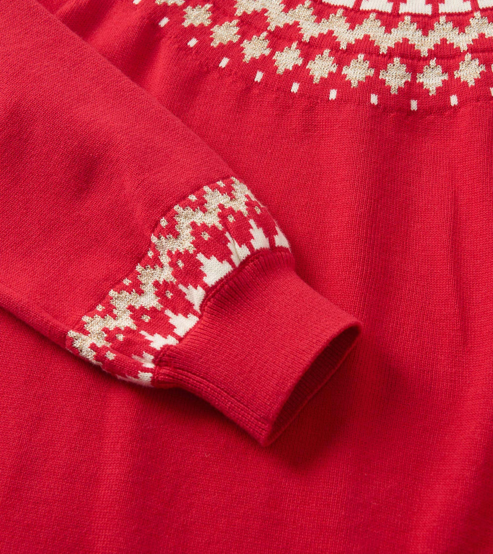 Girls Holiday Fair Isle Swing Sweater Dress