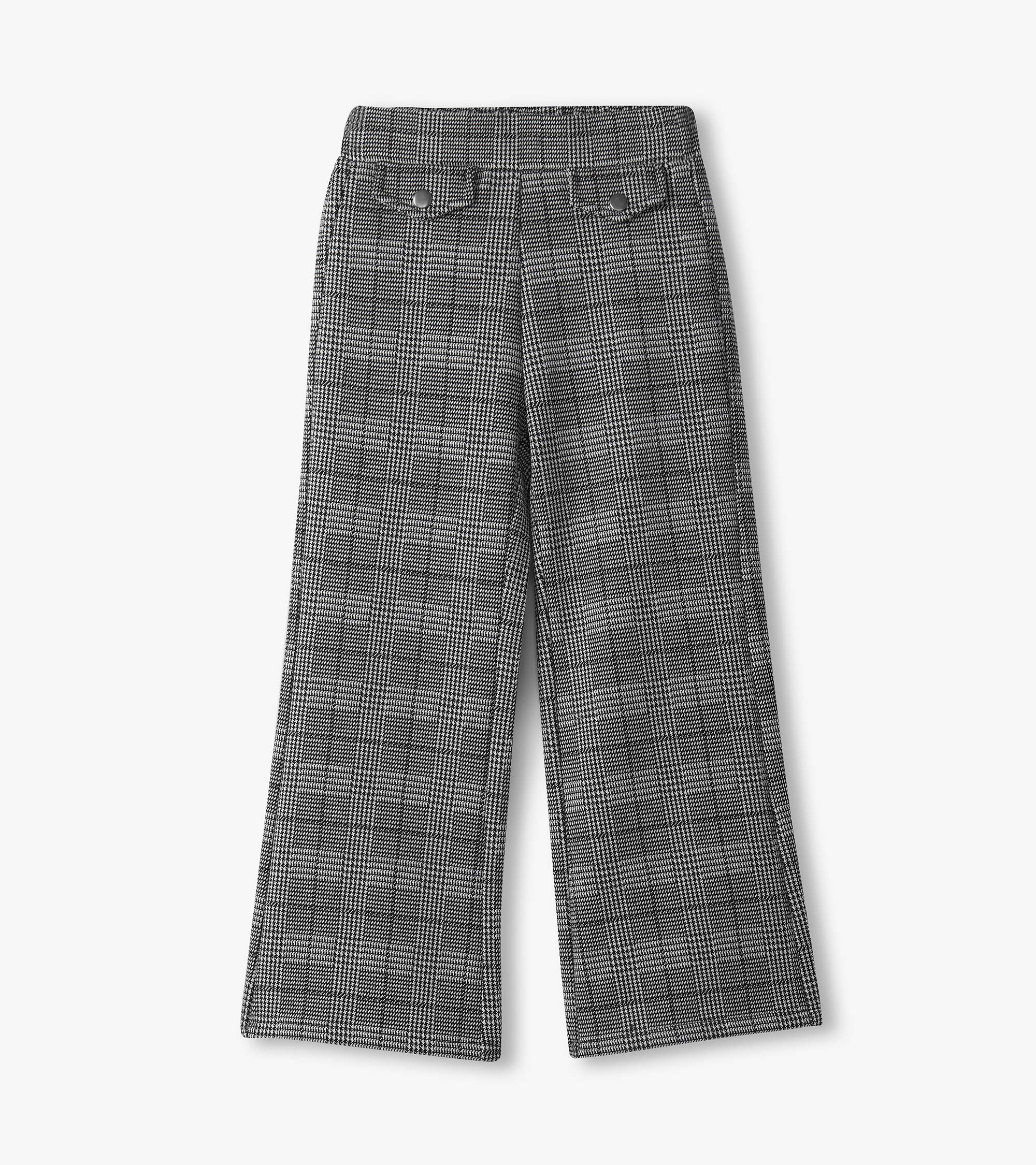 Girls Houndstooth Plaid Wide Leg Pants