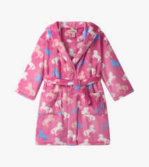 Girls Beautiful Horses Fuzzy Fleece Robe
