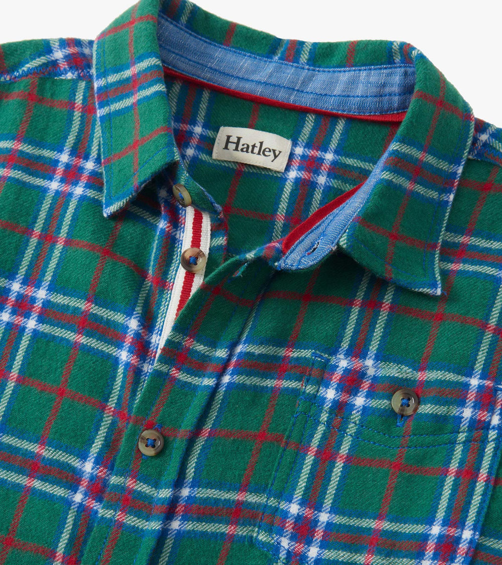 Boys Holiday Plaid Button Down Shirt