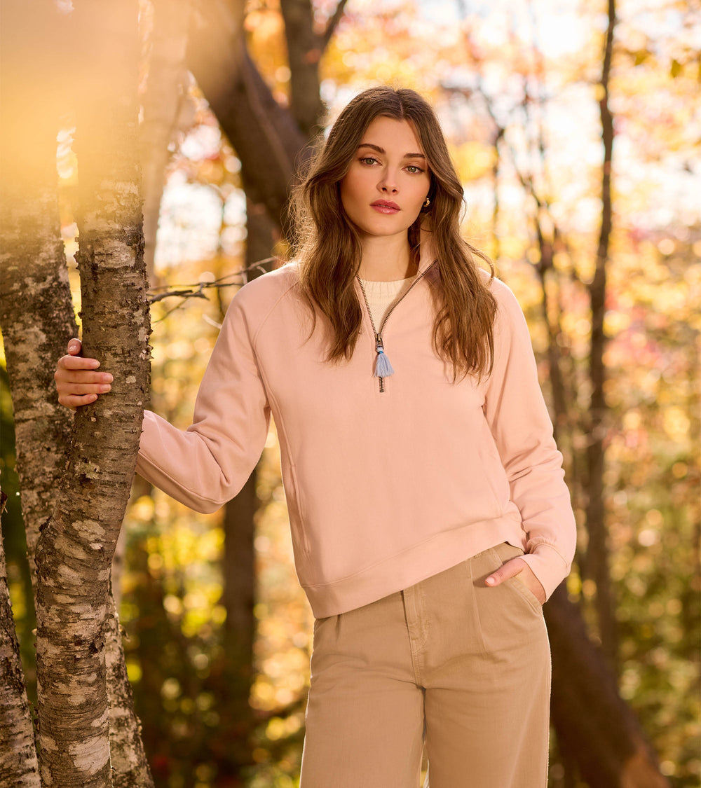 Mock Neck Pullover - Pink