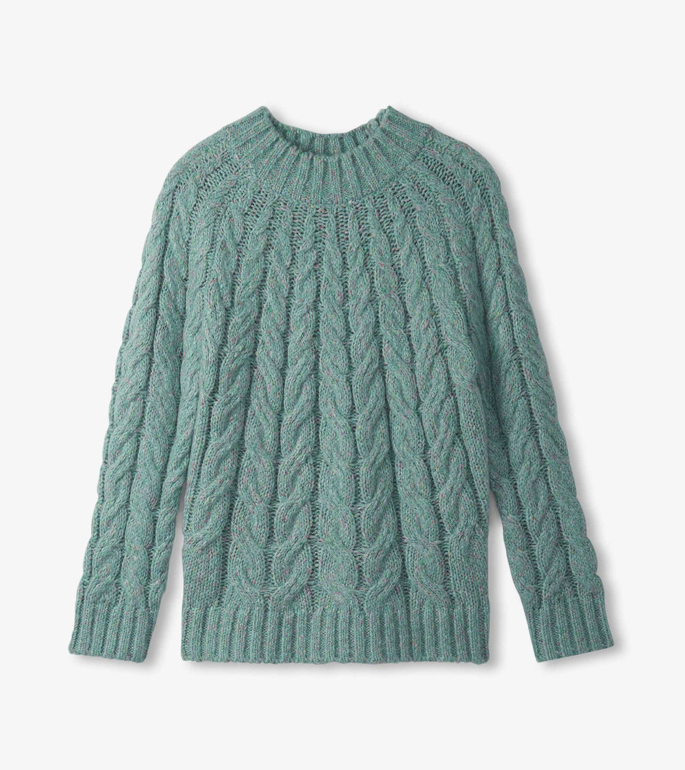 Dylan Cable Knit Sweater - Light Turquoise