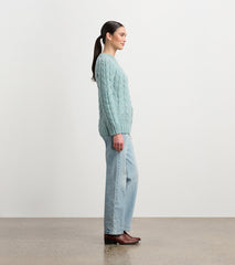 Dylan Cable Knit Sweater - Light Turquoise