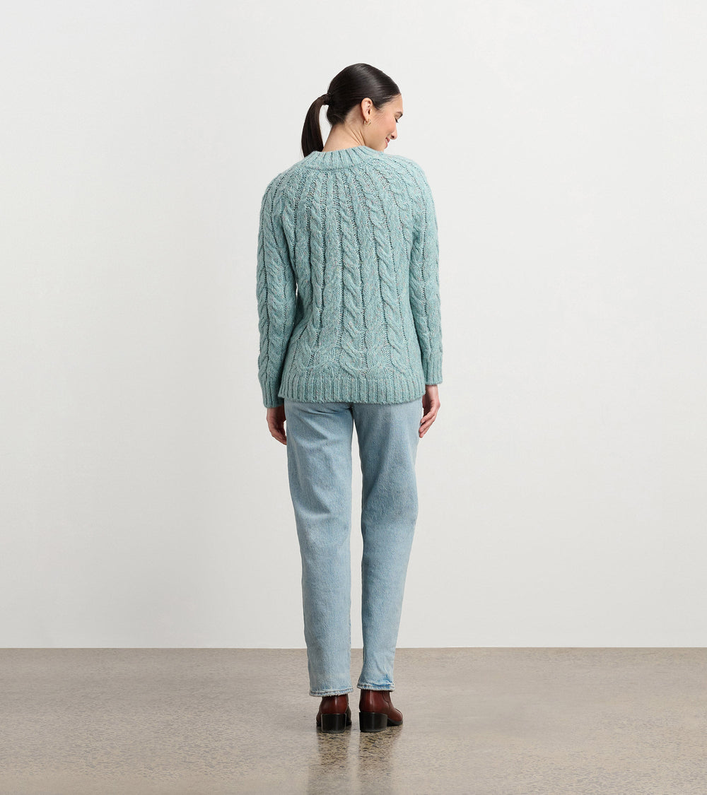 Dylan Cable Knit Sweater - Light Turquoise