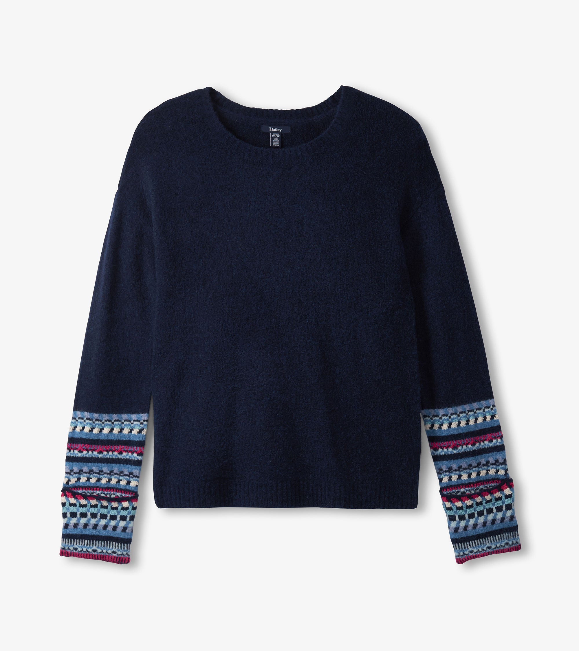 Jacquard Cuff Sweater - Navy