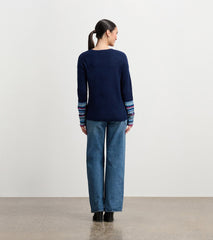 Jacquard Cuff Sweater - Navy