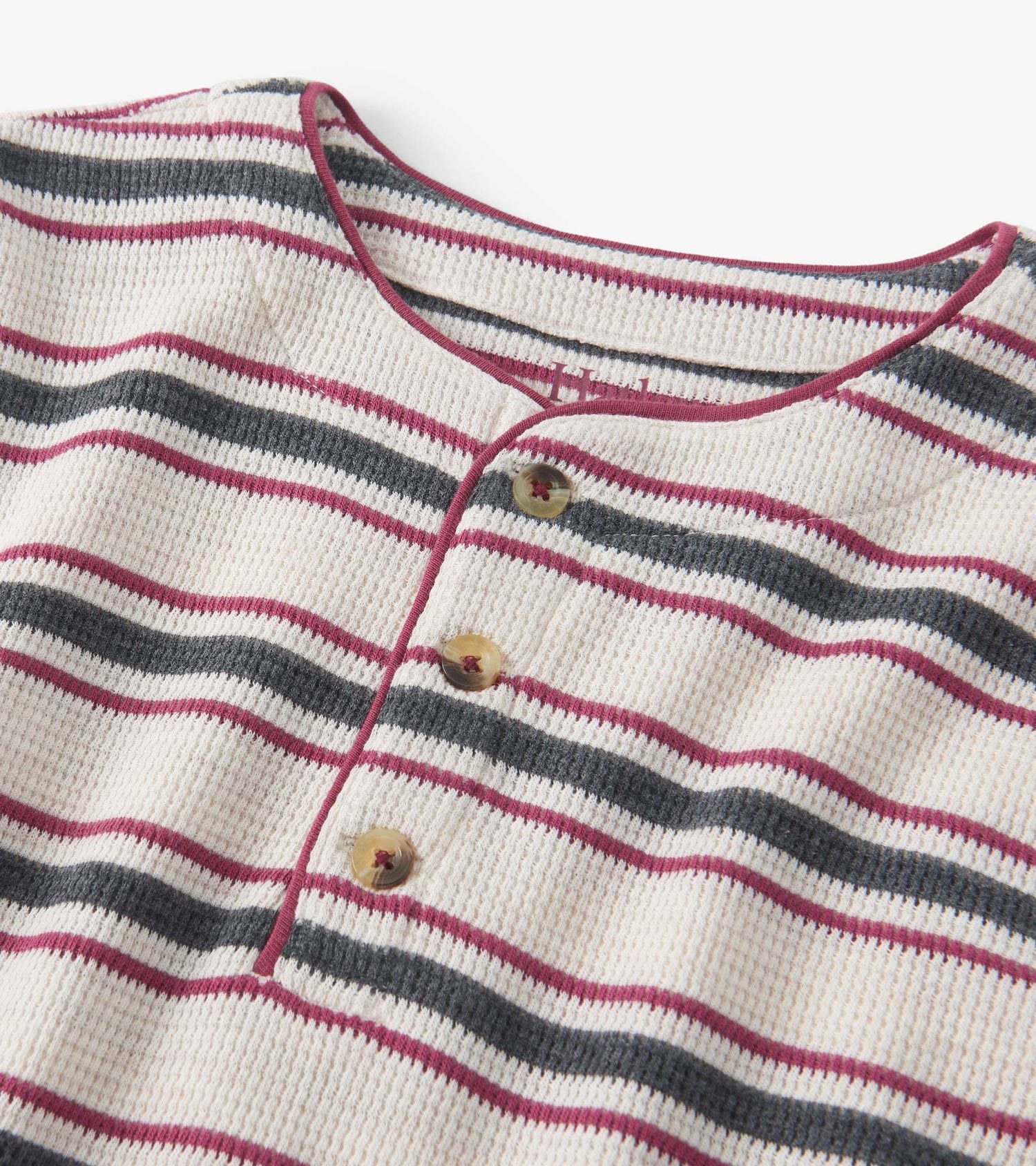Boys Oatmeal Melange Stripes Waffle Henley