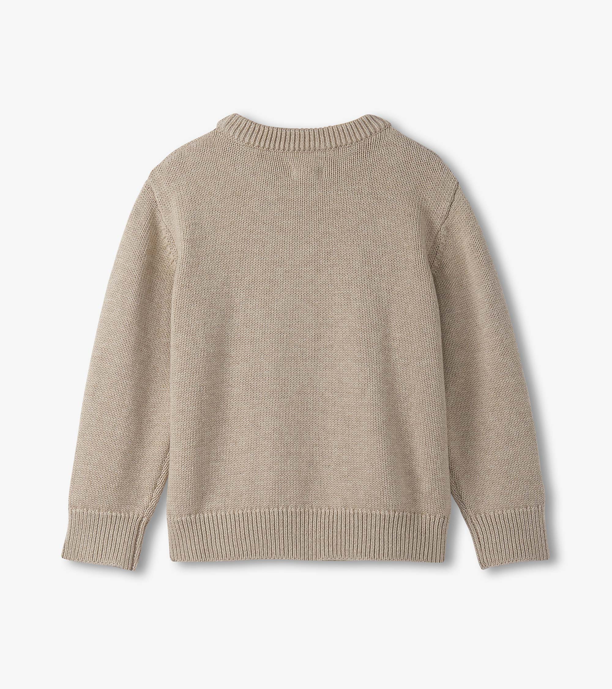 Boys Oatmeal Bear Crew Neck Sweater