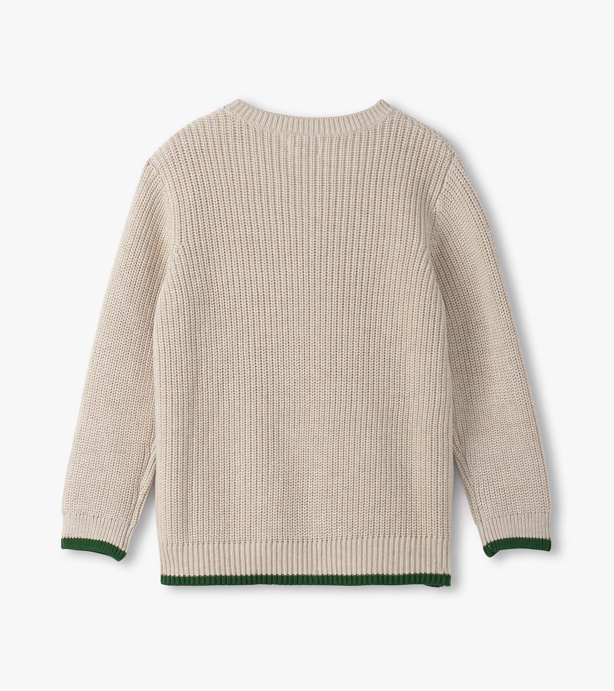 Boys Oatmeal Melange Button Neck Sweater