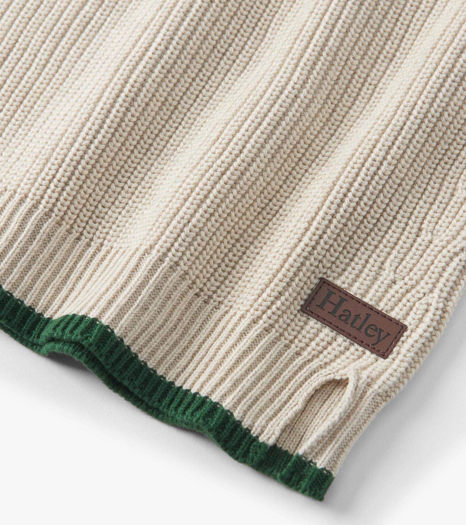 Boys Oatmeal Melange Button Neck Sweater