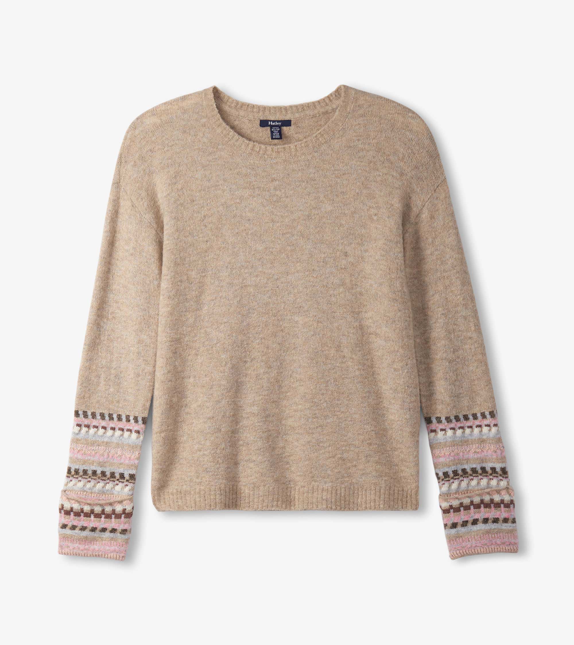 Jacquard Cuff Sweater - Oatmeal Melange