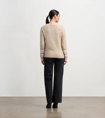 Jacquard Cuff Sweater - Oatmeal Melange