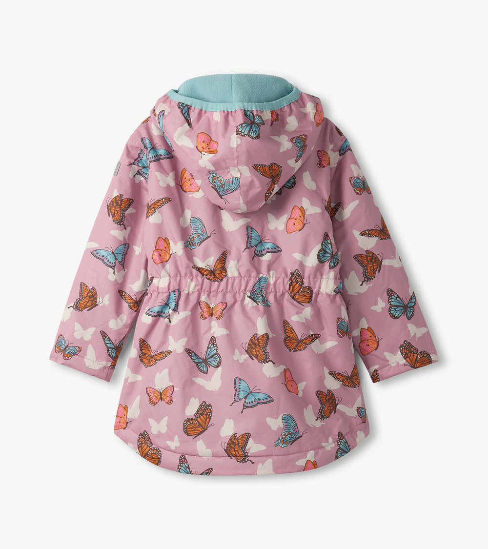 Girls Pop-Out Butterflies Zip-Up Lightweight Rain Jacket