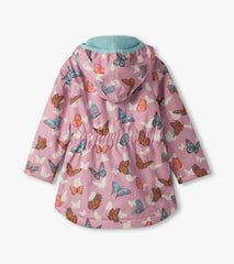 Girls Pop-Out Butterflies Zip-Up Lightweight Rain Jacket