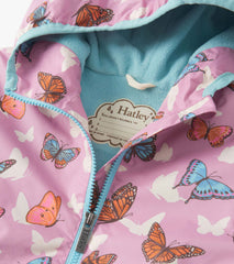 Girls Pop-Out Butterflies Zip-Up Lightweight Rain Jacket