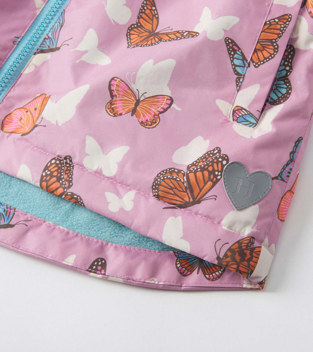 Girls Pop-Out Butterflies Zip-Up Lightweight Rain Jacket