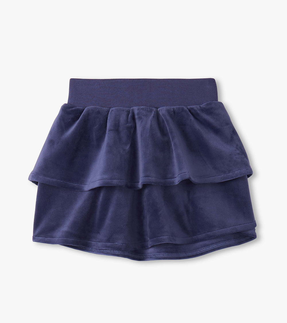 Girls Patriot Blue Velour Skirt