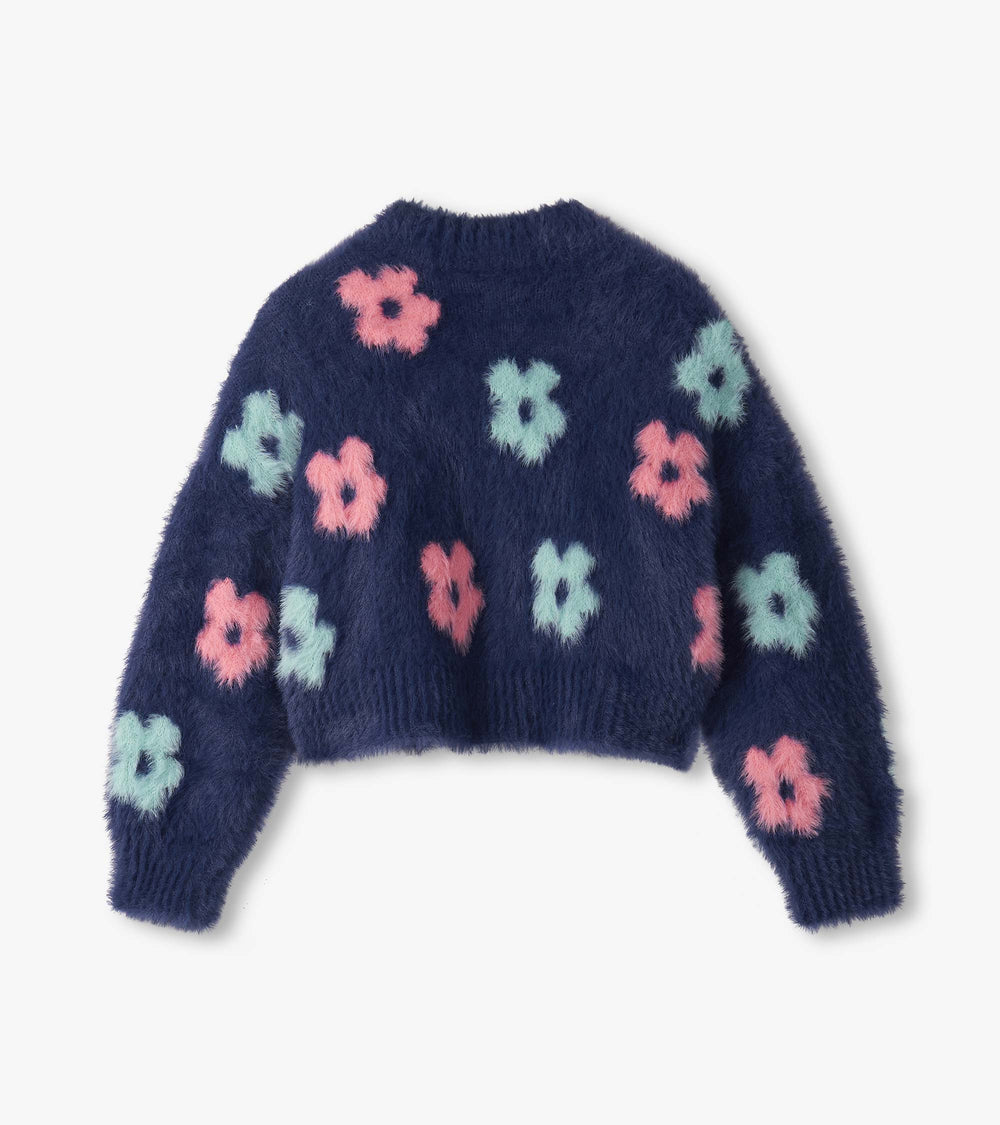 Girls Big Flowers Open Cardigan
