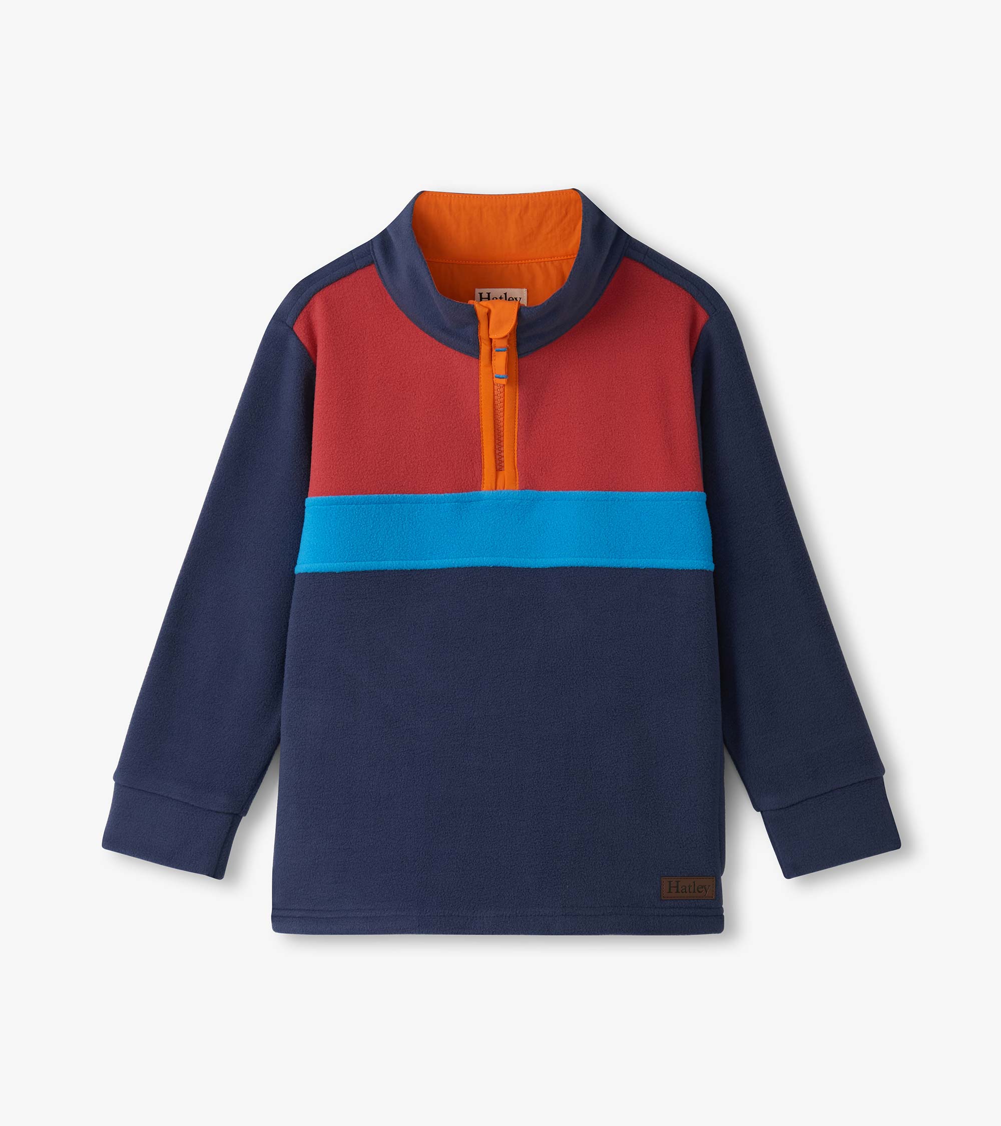 Boys Navy Color Block Fleece 1/4 Zip Mockneck