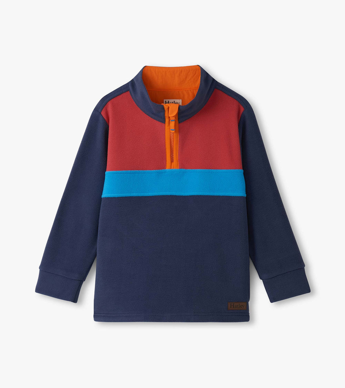 Boys Navy Color Block Fleece 1/4 Zip Mockneck