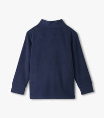 Boys Navy Color Block Fleece 1/4 Zip Mockneck