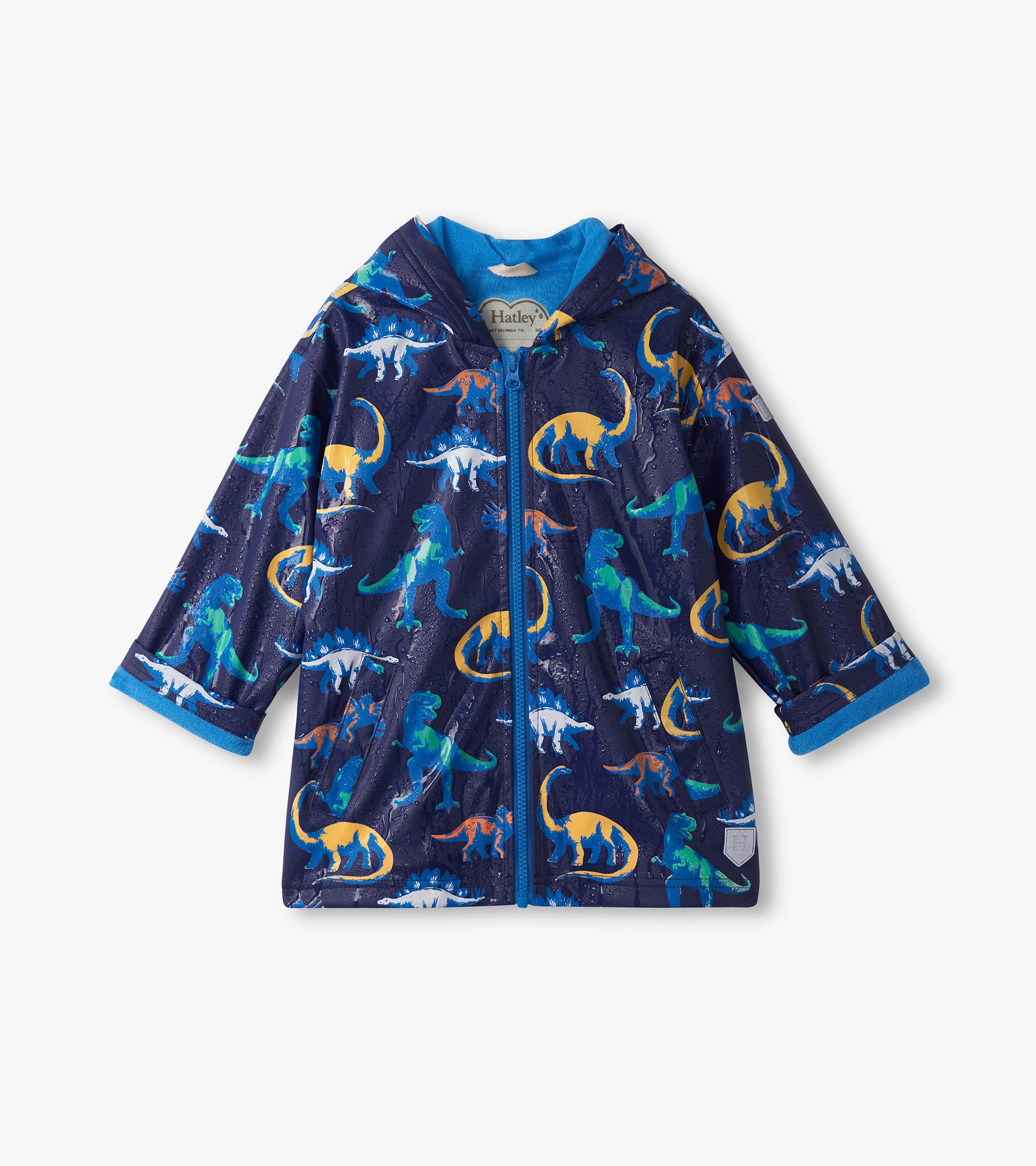 Boys Painted Dinos Color Changing Zip-Up Rain Jacket