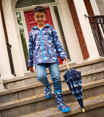 Boys Painted Dinos Color Changing Zip-Up Rain Jacket