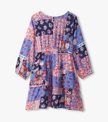 Girls Patchwork Floral Flounce Dress