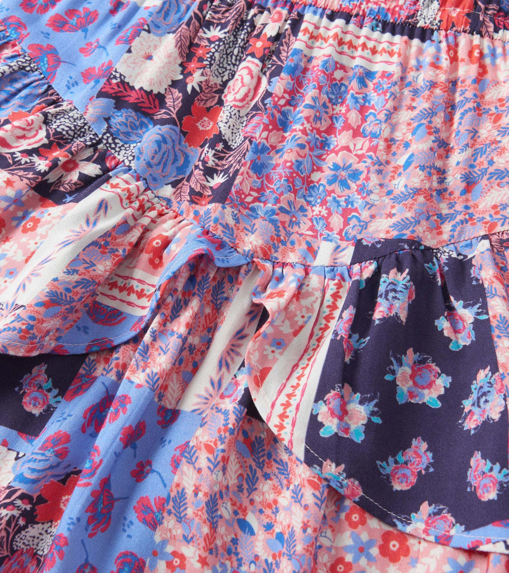 Girls Patchwork Floral Flounce Dress