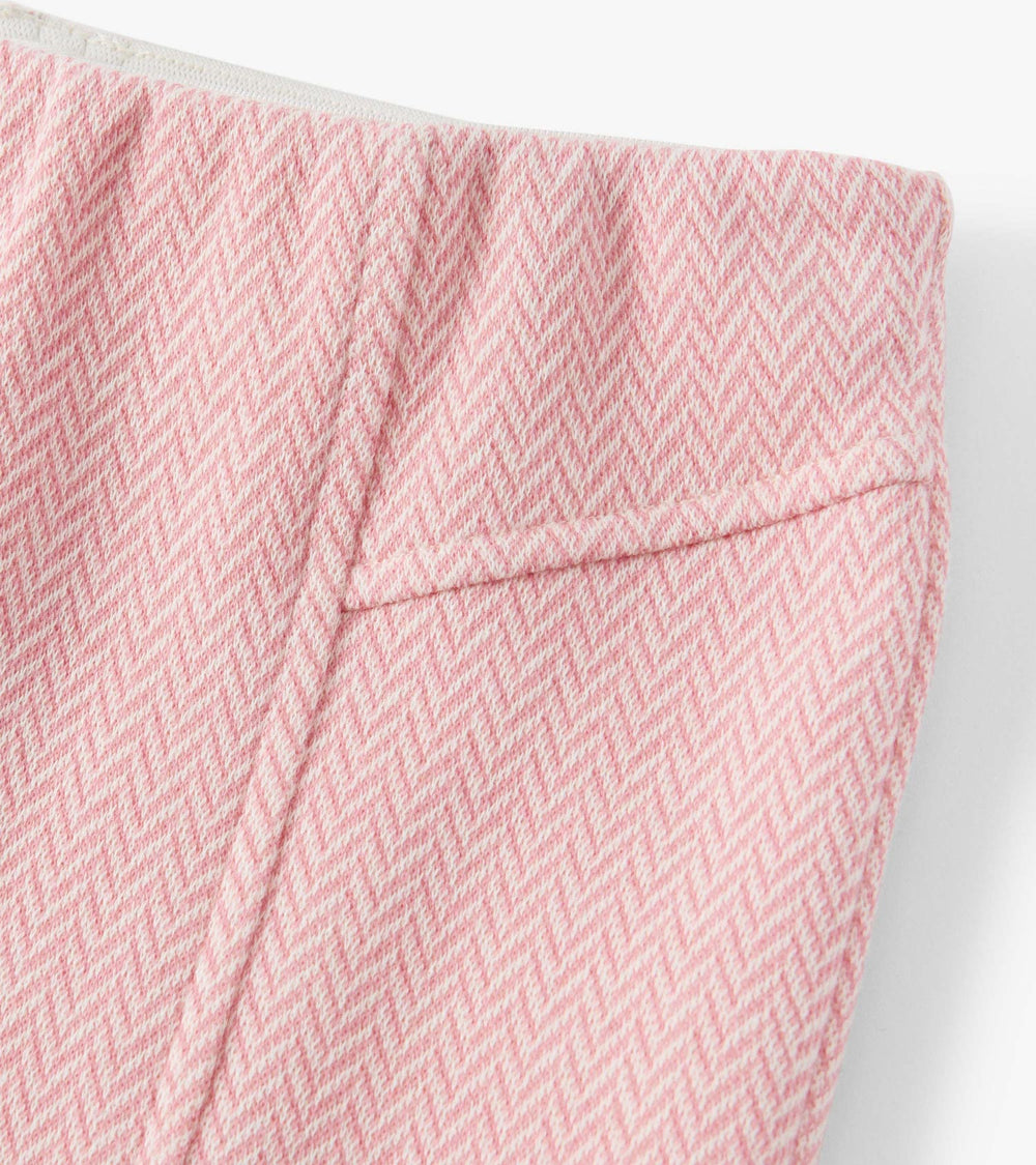 Girls Flamingo Pink Herringbone Bell Bottoms