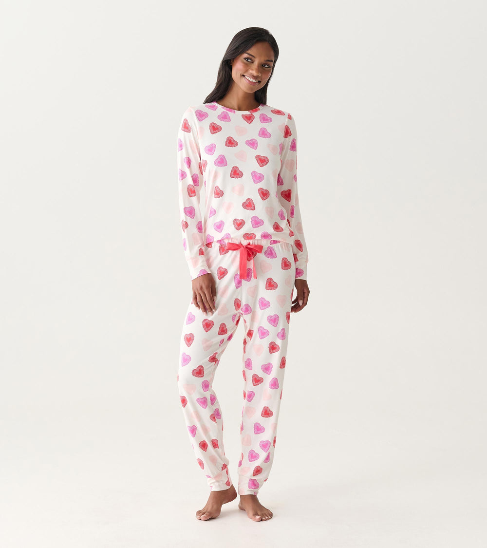 Women's Cut Out Hearts Pajama Set