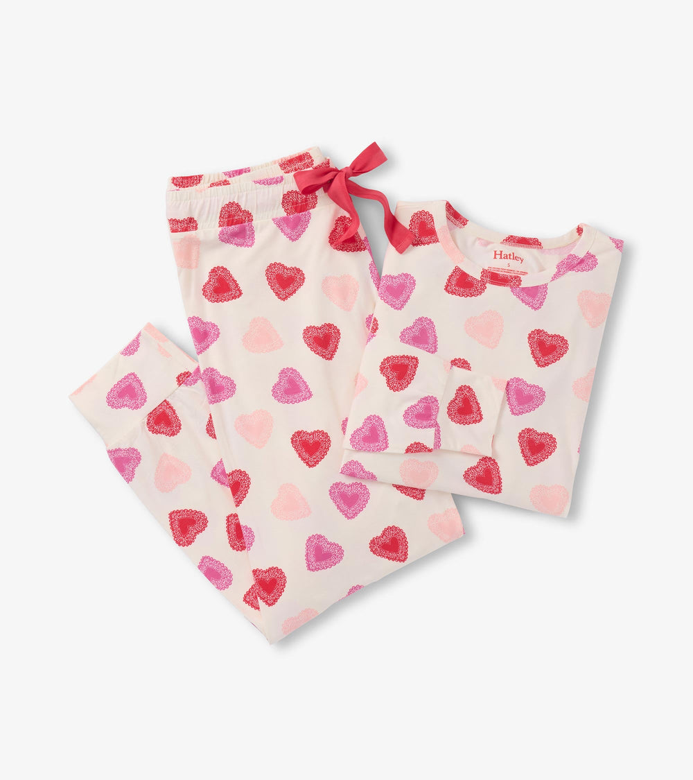 Women's Cut Out Hearts Pajama Set