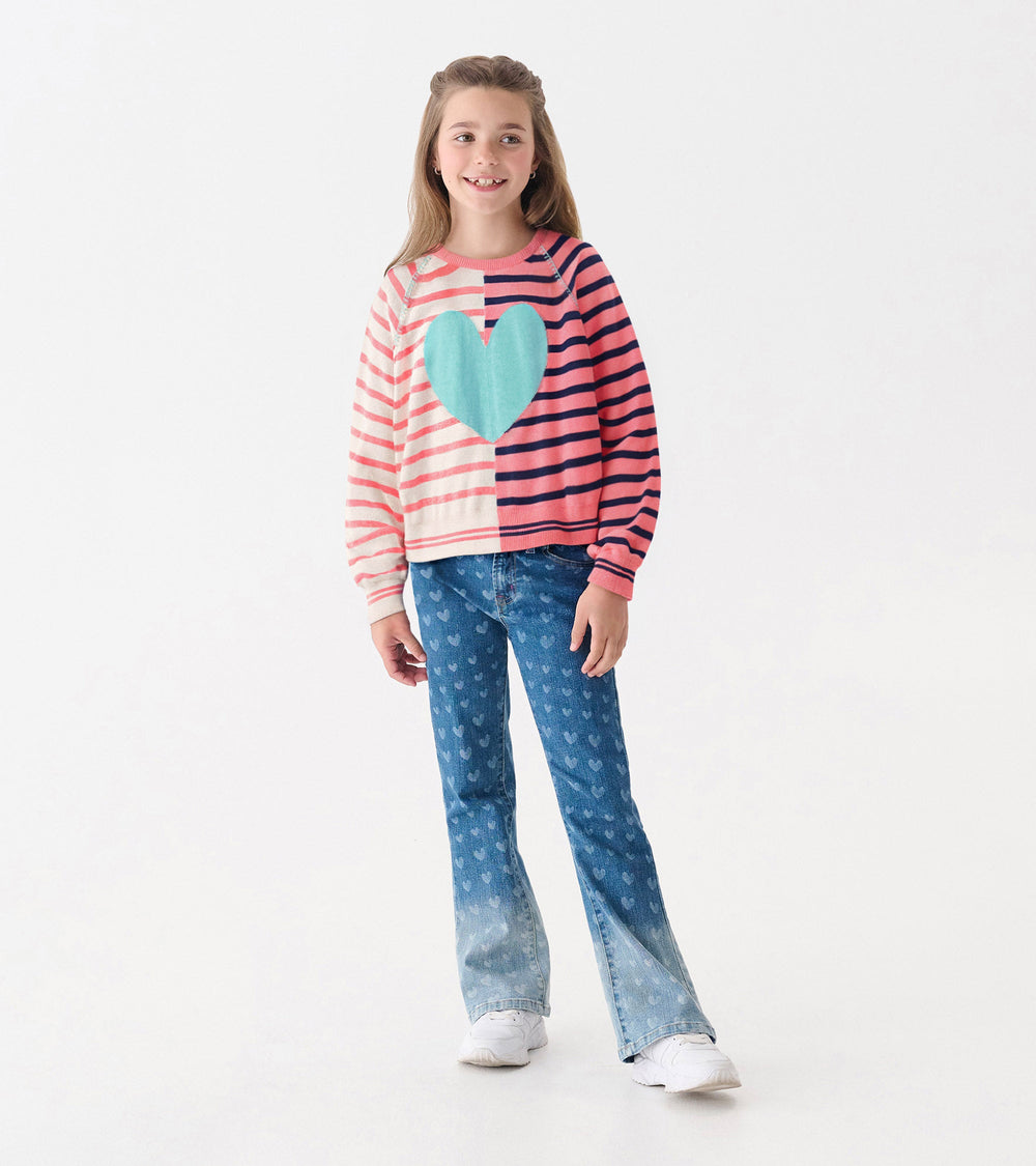Girls Mixed Stripes Sweater