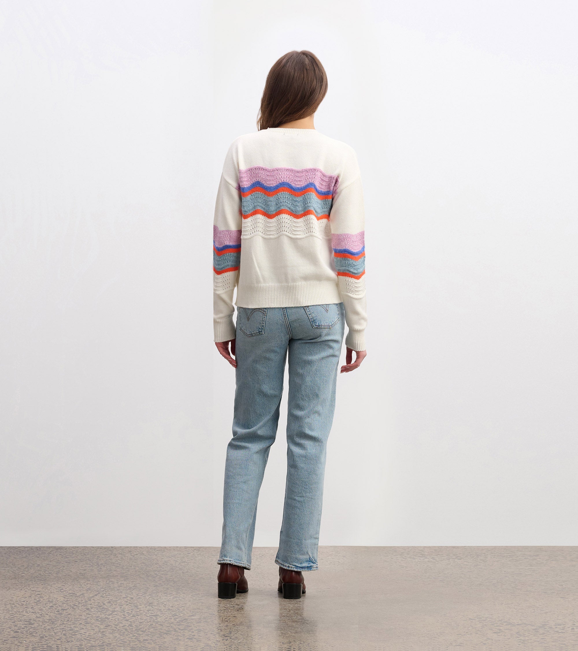 Pointelle Wave Sweater - Summer Sky Ripple