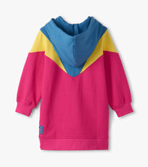 Girls Half-Zip Retro Color Block Dress