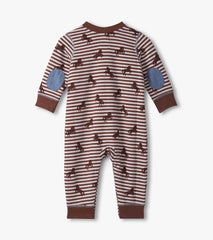 Baby Boys Ranch Horses Button Yoke Romper