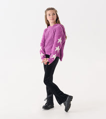 Girls Radiant Orchid Chenille Pullover Sweater