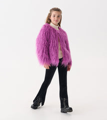 Girls Radiant Orchid Mongolian Faux Fur Topper