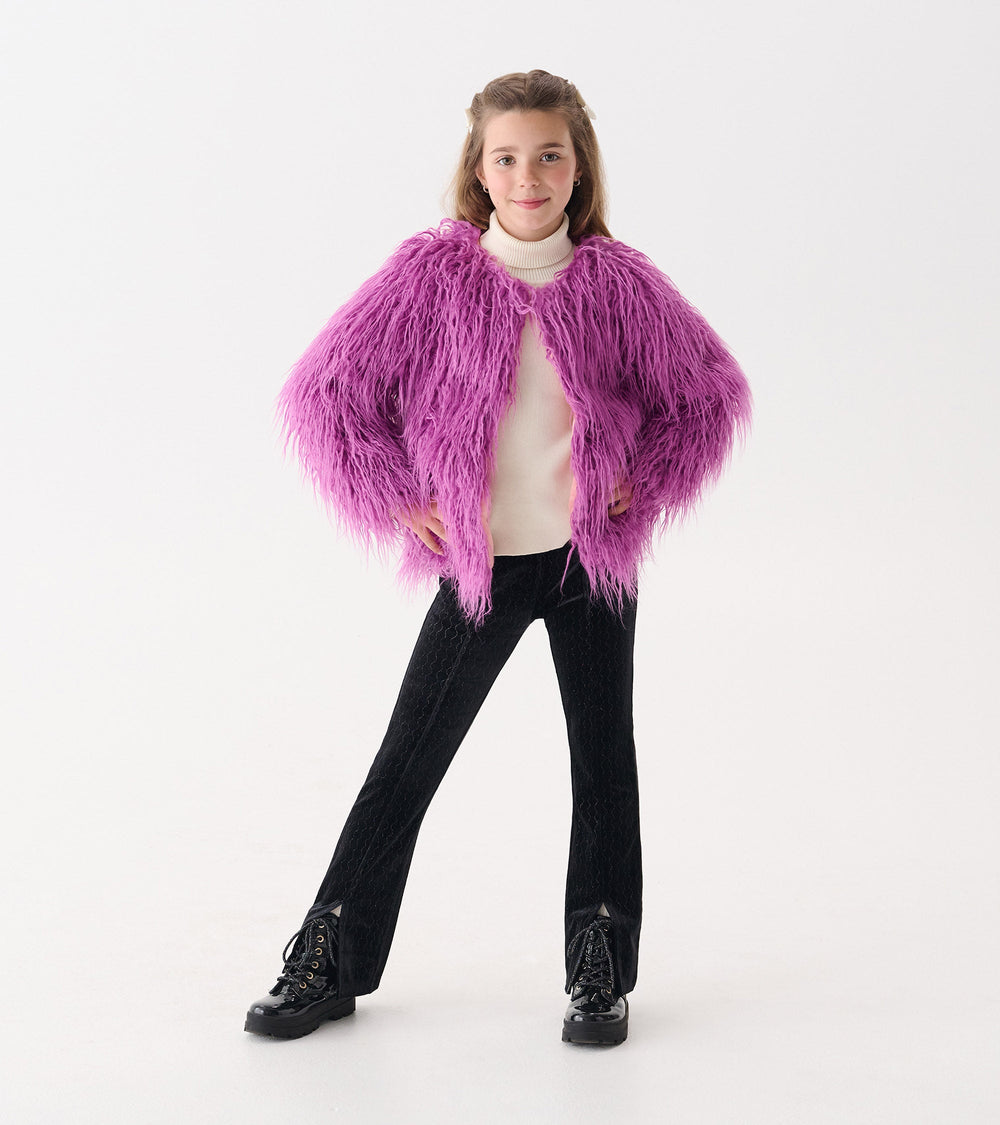 Girls Radiant Orchid Mongolian Faux Fur Topper