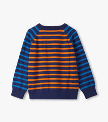 Boys Dino Mixed Stripes Raglan Sweater