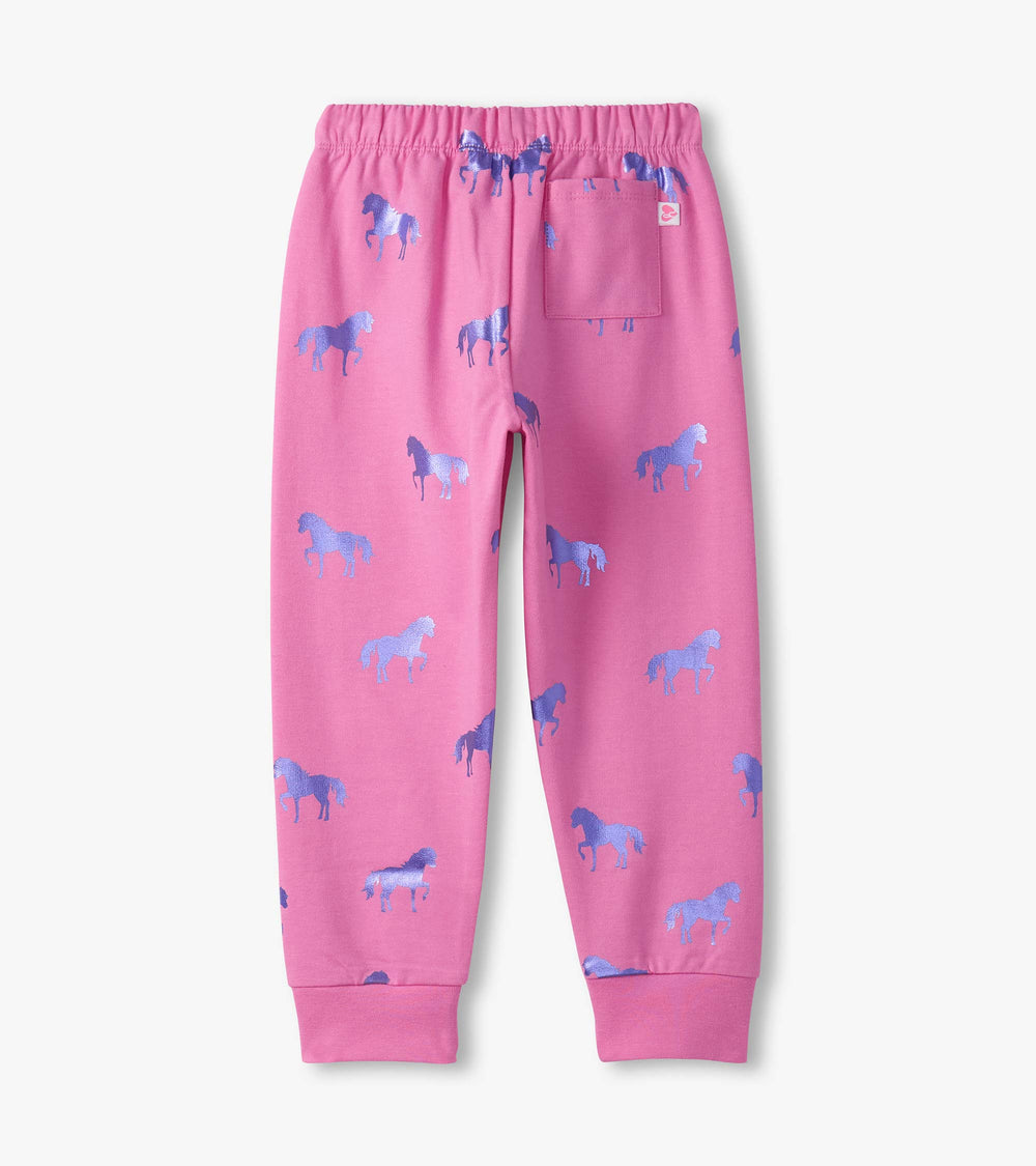 Girls Shimmer Horses Cuffed Track Pants