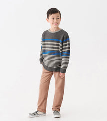 Boys Speckle Stripe Crew Neck Sweater