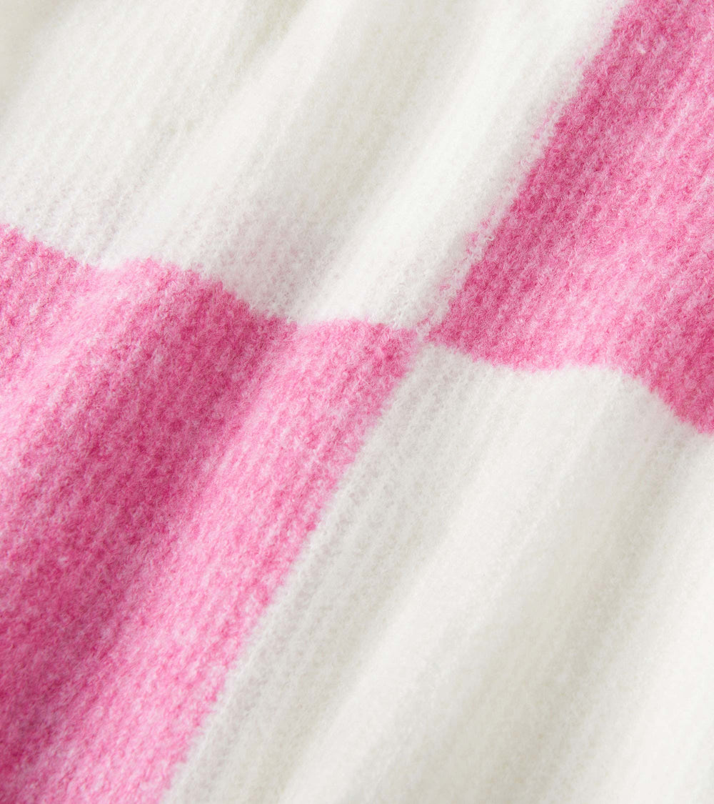 Girls Sea Pink Check Drop Shoulder Sweater