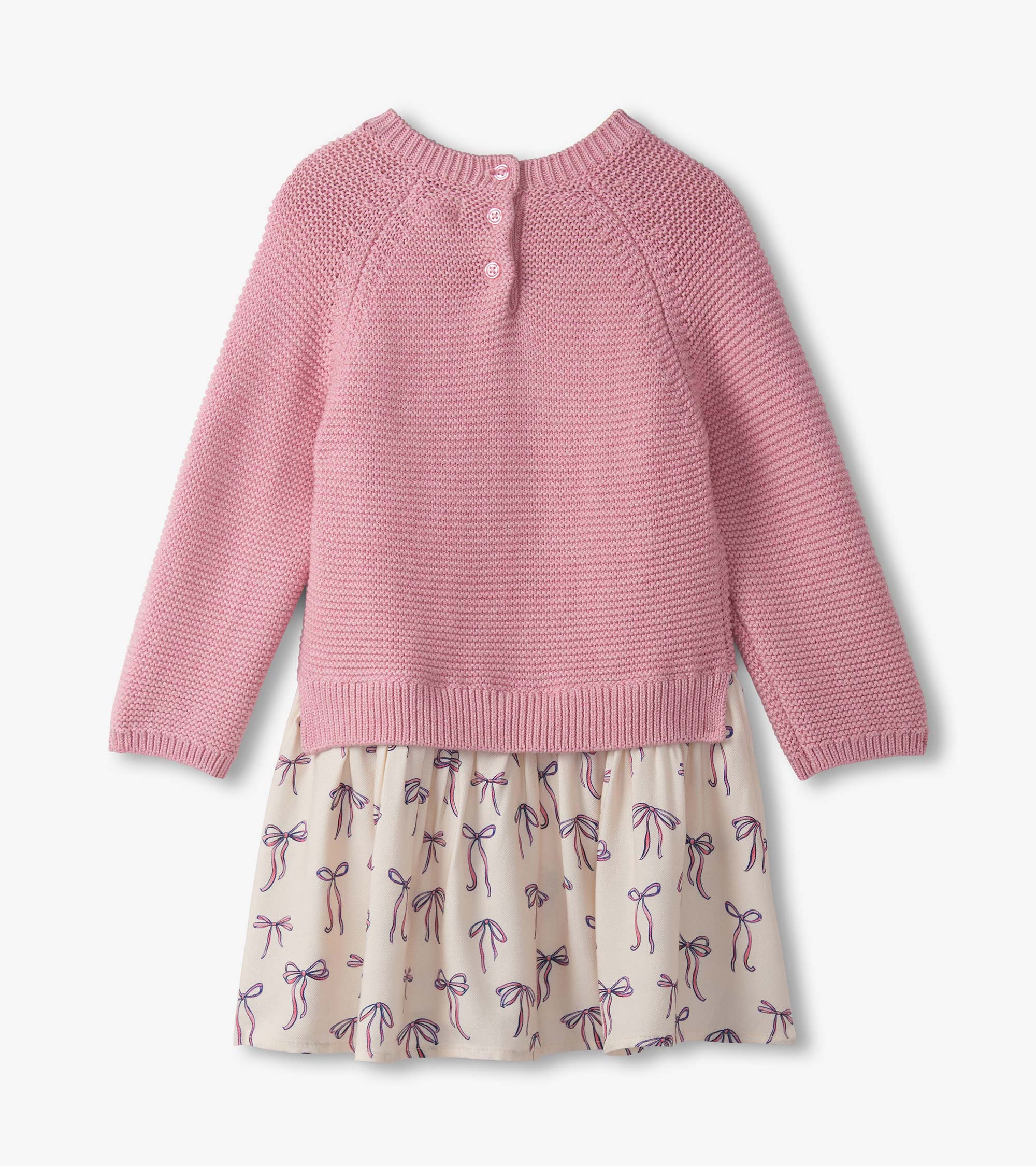 Baby & Toddler Girls Painted Bows Mixed Media Sweater Dress