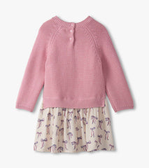 Baby & Toddler Girls Painted Bows Mixed Media Sweater Dress