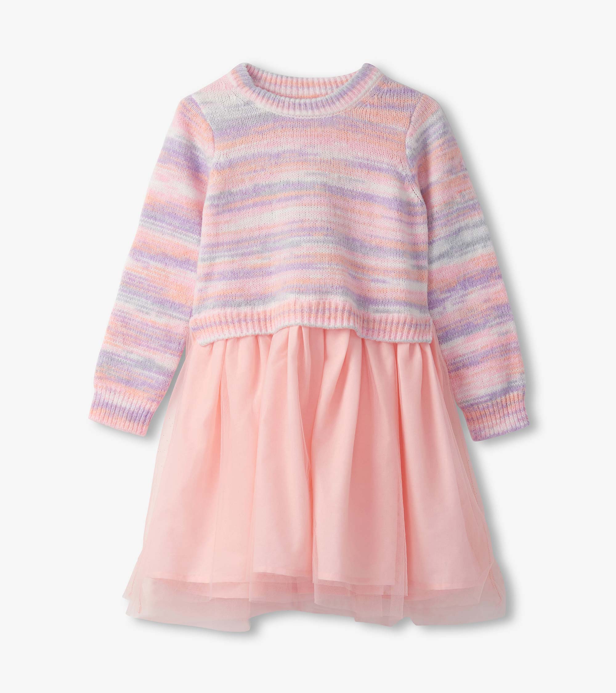 Girls Pastel Rainbow Fuzzy Mixed Skirt Dress