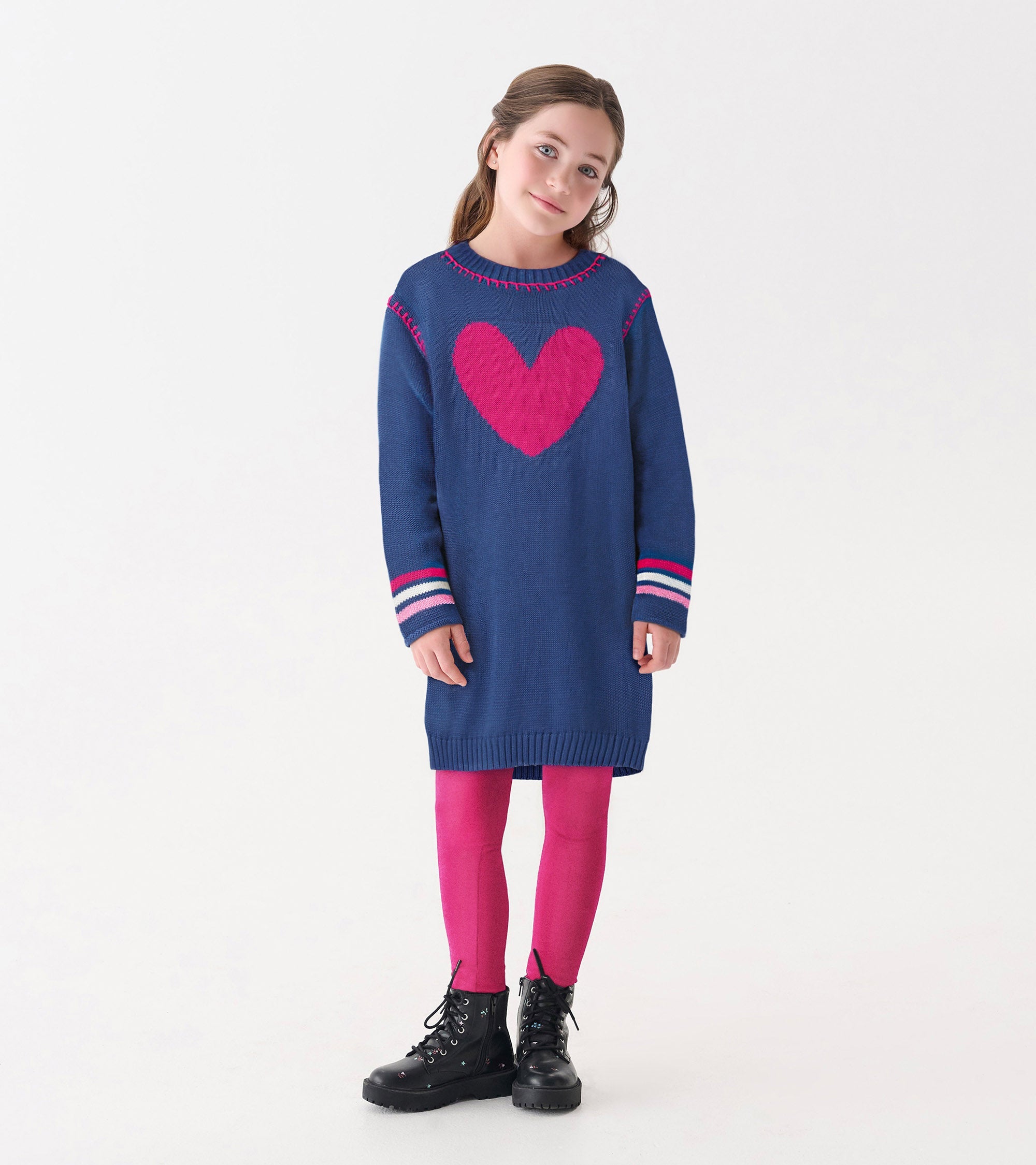 Girls Sapphire Drop Shoulder Sweater Dress