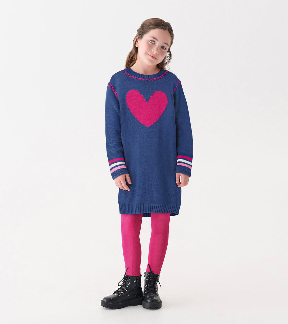 Girls Sapphire Drop Shoulder Sweater Dress