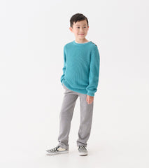 Boys Teal Button Neck Sweater